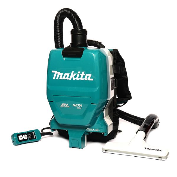 MAKITA : เครื่องดูดฝุ่นสะพายไร้สาย 36 โวลต์ ถุงกระดาษเก็บฝุ่น 2 ลิตร แรงดันลมสูงสุด 11 KPA ไม่รวมแบตเตอรี่-แท่นชาร์จ