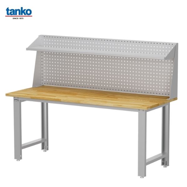 TANKO : โต๊ะทำงานช่างหน้าท็อปไม้ หน้ากว้าง 1.8 เมตร รับน้ำหนักได้ 600 กิโล พร้อมแผงแขวนเครื่องมือและชั้นวาง รุ่น WB-67W3