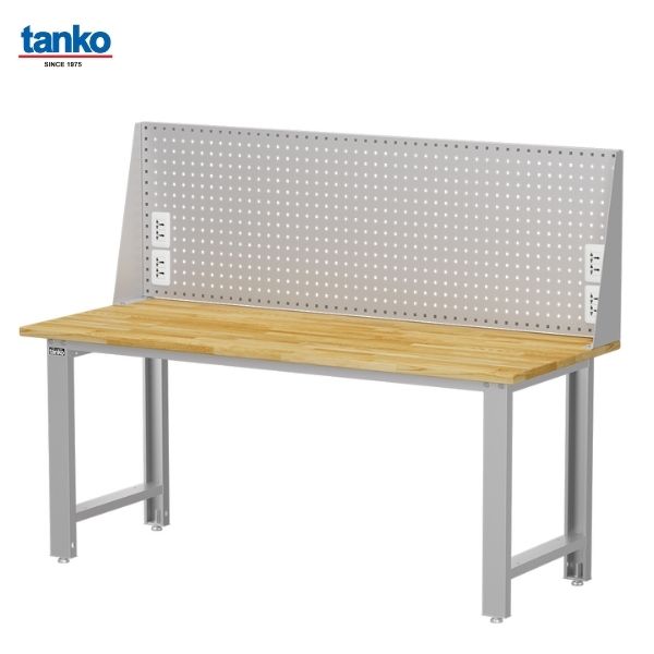 TANKO : โต๊ะทำงานช่างหน้าท็อปไม้ หน้ากว้าง 1.8 เมตร รับน้ำหนักได้ 600 กิโล พร้อมแผงแขวนเครื่องมือและช่องปลั๊กไฟ รุ่น WB-67W4