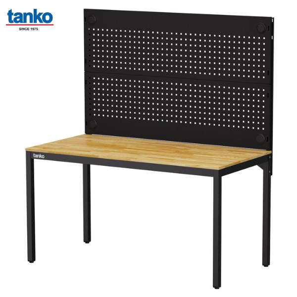 โต๊ะอเนกประสงค์ ขนาด 1.5 เมตร หน้าท็อปไม้ สีดำ พร้อมแผงแขวนเครื่องมือ TANKO รุ่น WE-58W7_BK