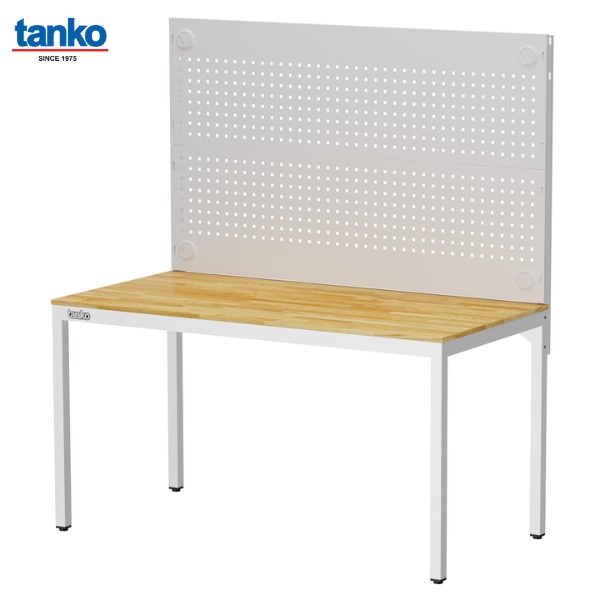 โต๊ะอเนกประสงค์ ขนาด 1.5 เมตร หน้าท็อปไม้ สีขาว พร้อมแผงแขวนเครื่องมือ TANKO รุ่น WE-58W7_WH