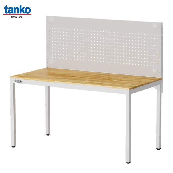 โต๊ะอเนกประสงค์ ขนาด 1.5 เมตร หน้าท็อปไม้ สีขาว พร้อมแผงแขวนเครื่องมือ TANKO รุ่น WE-58W3_WH