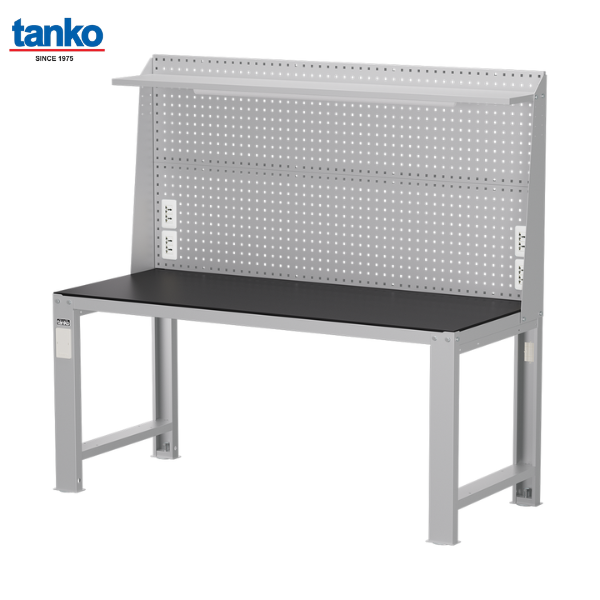 TANKO : โต๊ะช่างหน้าท็อปเหล็ก ปูด้วยแผ่นยาง ขนาดหน้ากว้าง 1.8 เมตร รับน้ำหนัก 2,000 กิโล พร้อมแผงแขวนเครื่องมือแบบสูง รุ่น WD-68P9