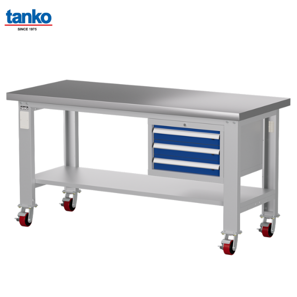 โต๊ะช่างหน้าท็อปสแตนเลส ยาว 1.8 เมตร พร้อมลิ้นชัก 3 ชั้น รับน้ำหนักได้ชั้นละ 100 กิโล TANKO