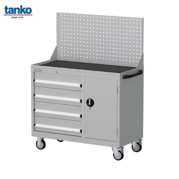 ตู้เหล็ก 4 ลิ้นชักเก็บเครื่องมือ พร้อมแผงแขวนเครื่องมือติดล้อ TANKO รุ่น ELS-274MA