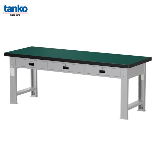 TANKO : โต๊ะช่างงานหนัก 2,000 กิโล หน้าท็อปยางพร้อม 3 ลิ้นชัก รุ่น WAT-7203N_Grey
