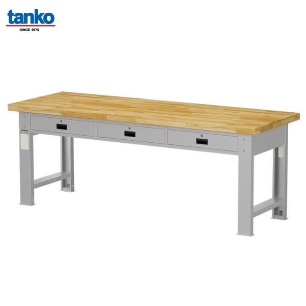 TANKO : โต๊ะช่างงานหนัก 2,000 กิโล หน้าท็อปไม้พร้อม 3 ลิ้นชัก รุ่น WAT-7203W_Grey