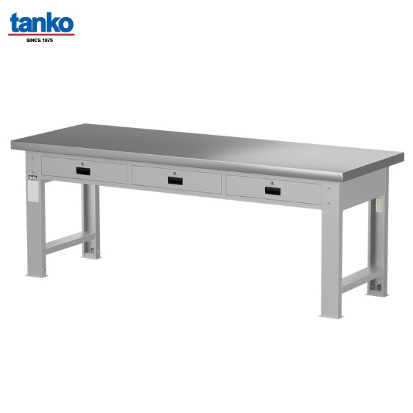 TANKO : โต๊ะช่างงานหนัก 2,000 กิโล หน้าท็อปสแตนเลสพร้อม 3 ลิ้นชัก รุ่น WAT-7203S_Grey