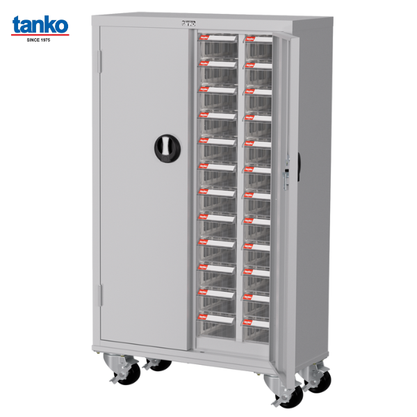 ตู้เก็บอะไหล่ติดล้อแบบมีประตูลอค 48 ช่อง TANKO