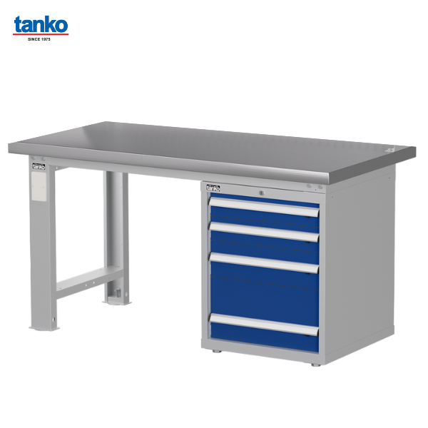 โต๊ะช่างงานหนักหน้าท็อปสแตนเลส พร้อมตู้เก็บเครื่องมือช่าง 4 ลิ้นชัก TANKO
