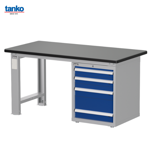 โต๊ะช่างงานหนักหน้าท็อปแทงโก้ (หนา 36 mm.) พร้อมตู้เก็บเครื่องมือช่าง 4 ลิ้นชัก TANKO