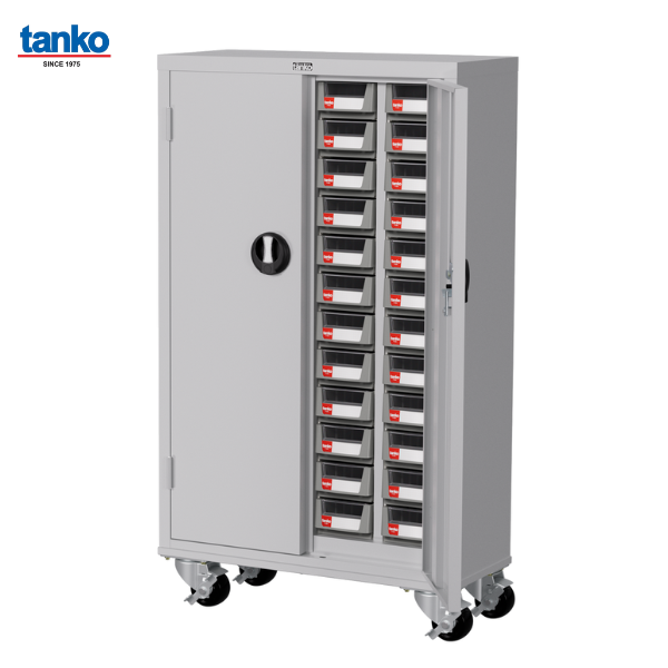 ตู้เก็บอะไหล่ติดล้อพร้อมประตูลอค 48 กล่อง TANKO
