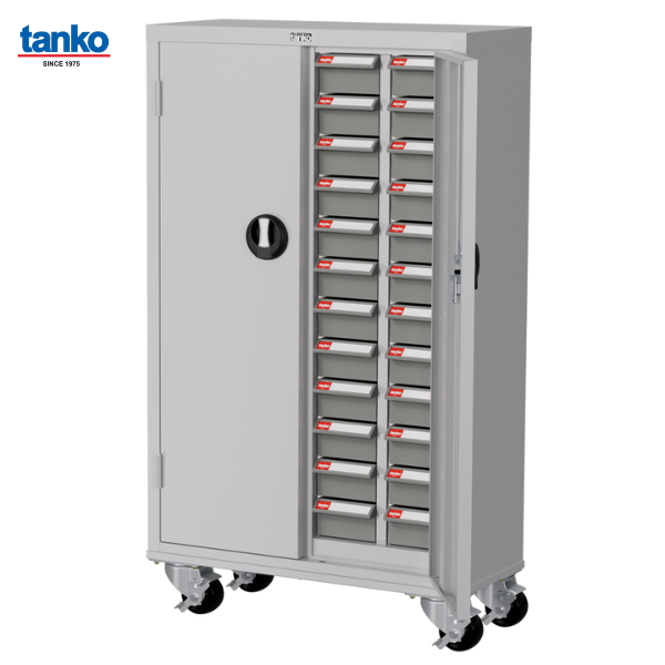 ตู้เก็บอะไหล่ติดล้อแบบมีประตูลอค 48 ช่อง TANKO