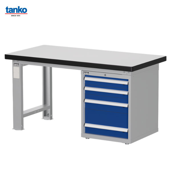 โต๊ะช่างงานหนักหน้าท็อปลามิเนต พร้อมตู้เก็บเครื่องมือช่าง 4 ลิ้นชัก TANKO