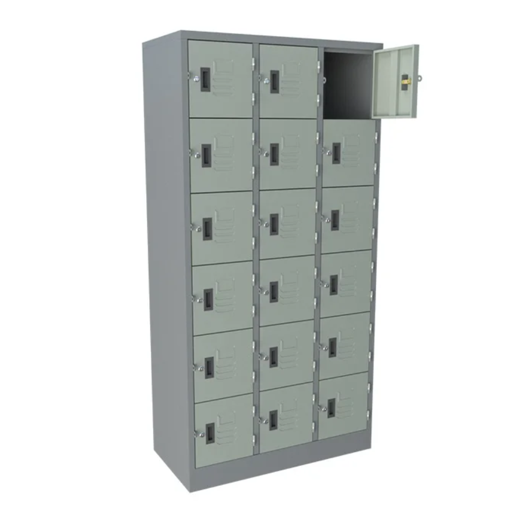 Furnine : ตู้ล็อกเกอร์ 18 ช่อง สีเทาสลับ