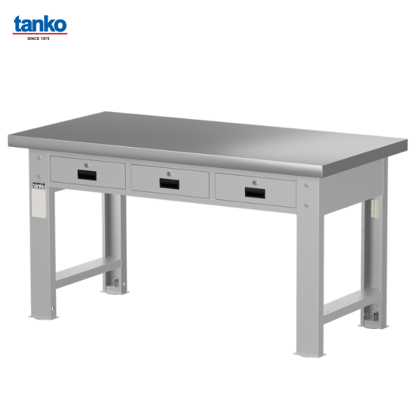 โต๊ะช่างงานหนัก หน้าท็อปสแตนเลสพร้อมพร้อม3ลิ้นชัก TANKO