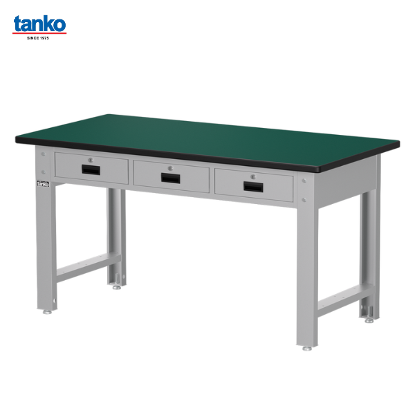 โต๊ะช่างมาตรฐาน หน้าท็อปยางพร้อมพร้อม3ลิ้นชัก TANKO