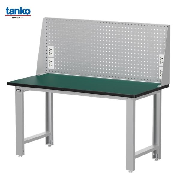 TANKO : โต๊ะทำงานช่างหน้าท็อปยาง หน้ากว้าง 1.5 เมตร รับน้ำหนักได้ 600 กิโล พร้อมแผงแขวนเครื่องมือและชั้นวาง รุ่น WB-57N4