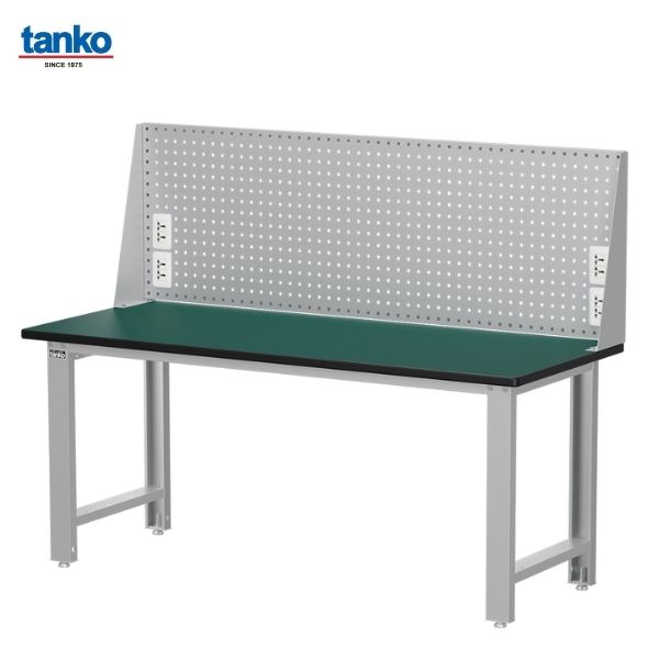 TANKO : โต๊ะทำงานช่างหน้าท็อปยาง หน้ากว้าง 1.8 เมตร รับน้ำหนักได้ 600 กิโล พร้อมแผงแขวนเครื่องมือและช่องปลั๊กไฟ รุ่น WB-67N4