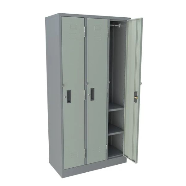 Furnine : ตู้ล็อกเกอร์ 3 ช่อง ขนาดความสูง 183 cm. สีเทาสลับ