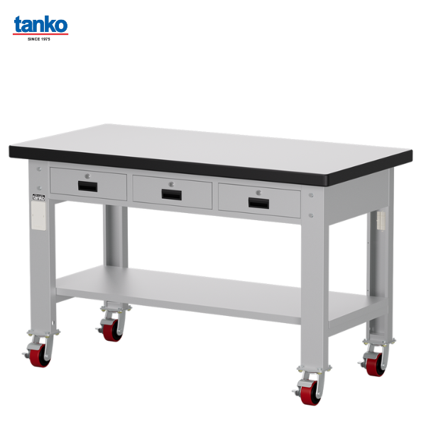 โต๊ะช่างติดล้อหน้าท็อปลามิเนตพร้อม 3 ลิ้นชัก TANKO