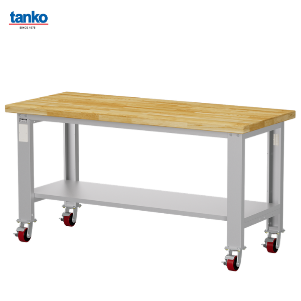 โต๊ะช่างงานหนักติดล้อ หน้าท็อปไม้ TANKO