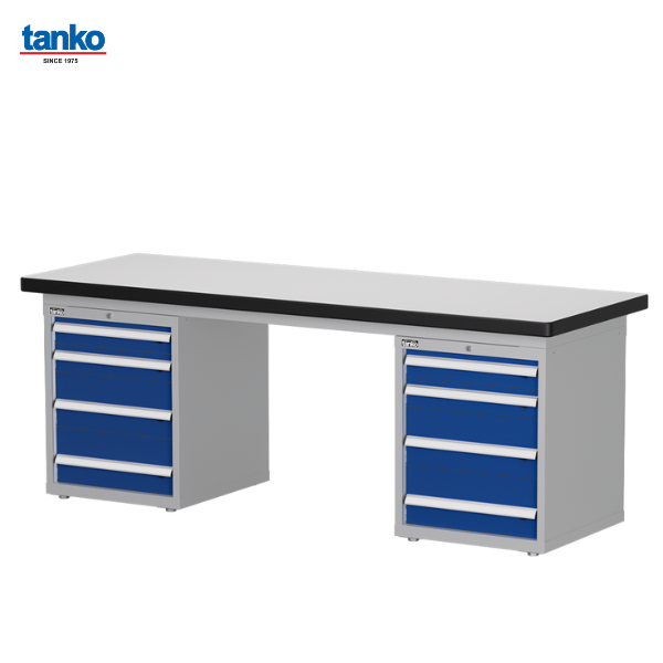 โต๊ะช่างงานหนัก หน้าท็อปลามิเนตพร้อมตู้เหล็กลิ้นชักงานหนัก TANKO