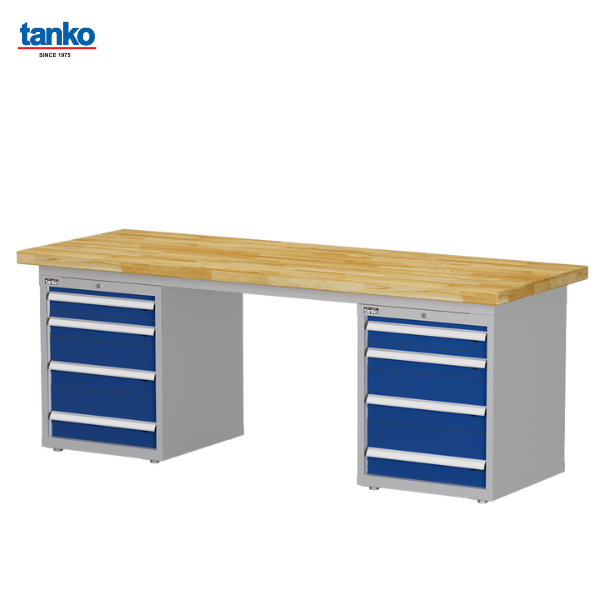 โต๊ะช่างงานหนัก หน้าท็อปไม้พร้อมตู้เหล็กลิ้นชักงานหนัก TANKO