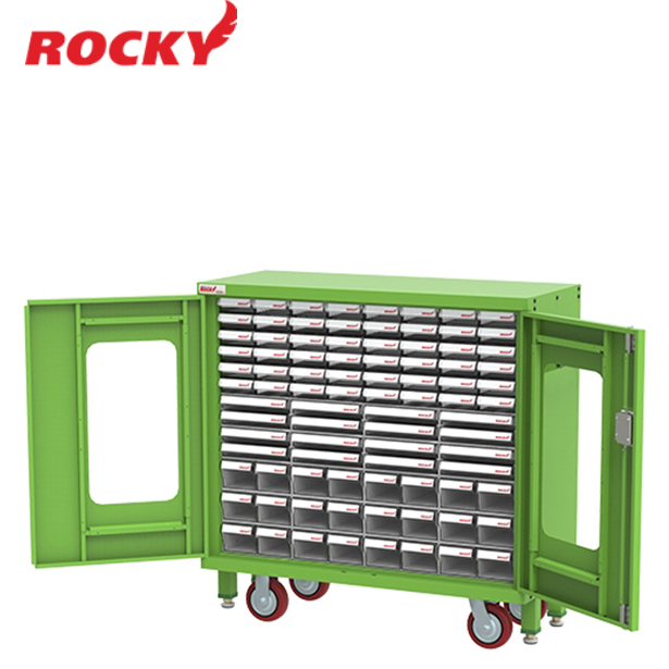 ตู้ใส่กล่องอะไหล่ติดล้อ+ประตูบานเปิด ROCKY รุ่น RCB-CC1242 กล่องอะไหล่ 32 กล่อง