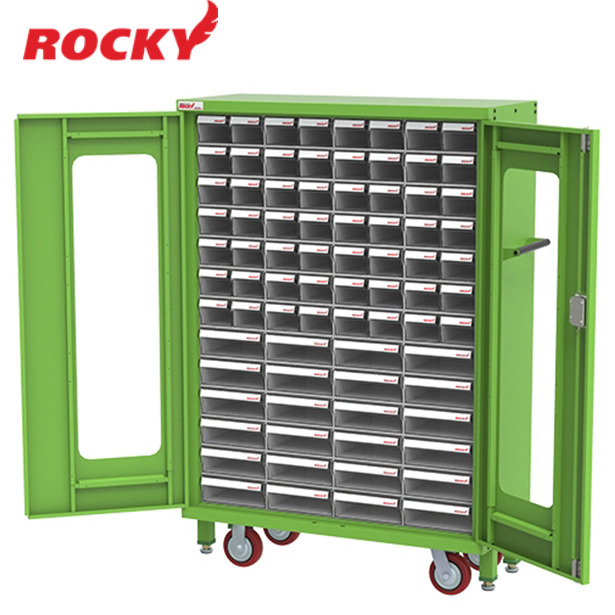 ROCKY : ตู้ใส่กล่องอะไหล่ติดล้อพร้อมประตูบานเปิด กล่องอะไหล่ 52 กล่อง รุ่น RCB-CC2456
