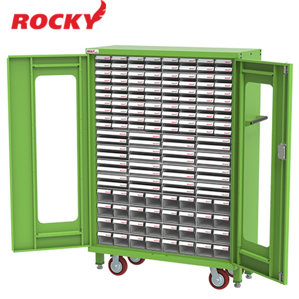 ตู้ใส่กล่องอะไหล่ติดล้อ+ประตูบานเปิด ROCKY รุ่น RCB-CC2458 กล่องอะไหล่ 52 กล่อง