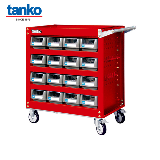 TANKO : รถเข็นเครื่องมือสีแดงพร้อมกล่องอะไหล่ 16 ใบ รุ่น EKB-316MR3 (Red)