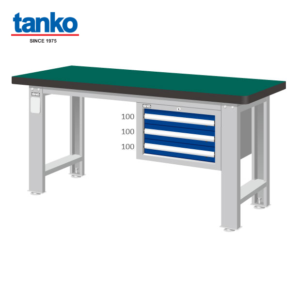 TANKO : โต๊ะทำงานช่าง + 2 ลิ้นชัก (Heavy Duty) รับน้ำหนัก 2,000 กิโล หน้าท็อปยาง รุ่น WAS-64031N