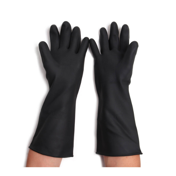 STRONGMAN : ถุงมือยางธรรมชาติ ดำ 16"ไซส์ XL