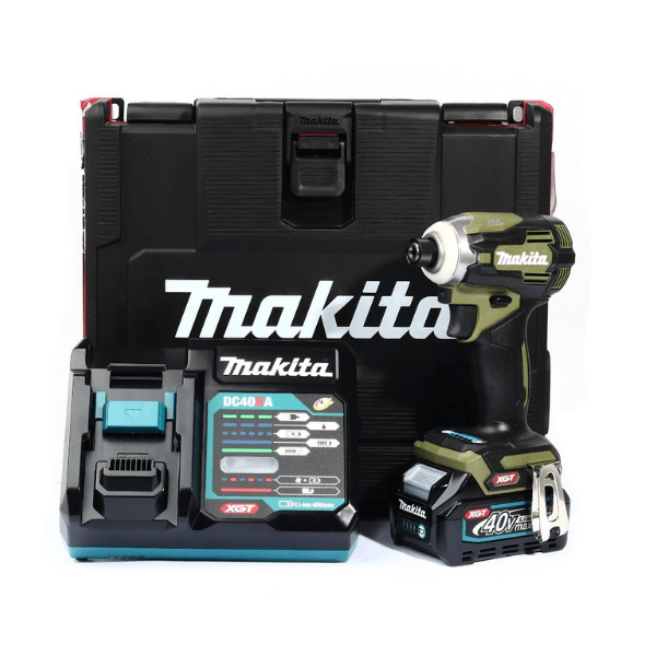 MAKITA : สว่านไขควงกระแทกไร้สาย 40 โวลต์ 1/4 นิ้ว รุ่น TD001GD105 แรงบิดสูงสุด 220 นิวตันเมตร สีเขียว รวมแบตเตอรี่และแท่นชาร์จ (มากีต้า)