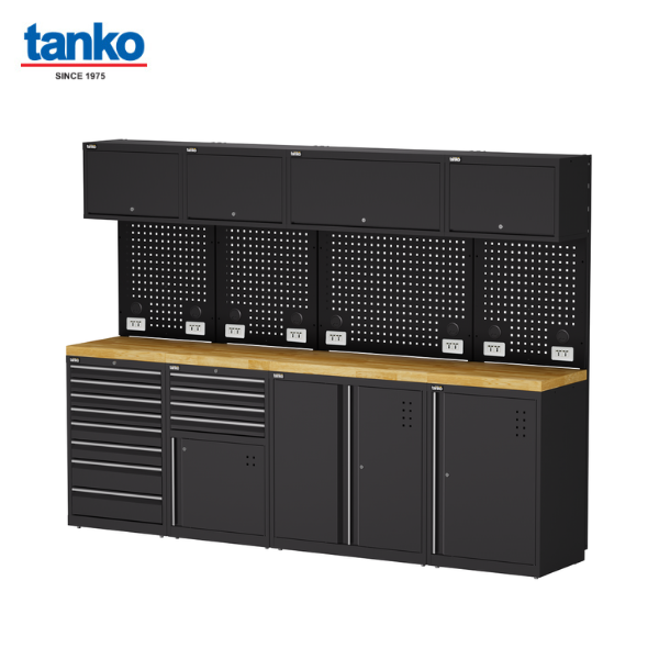 TANKO : เซตตู้เหล็กโมดุลาร์เวิร์คสเตชั่น เคาน์เตอร์ท็อปไม้ (Modular Workstation) รุ่น RY-03WA