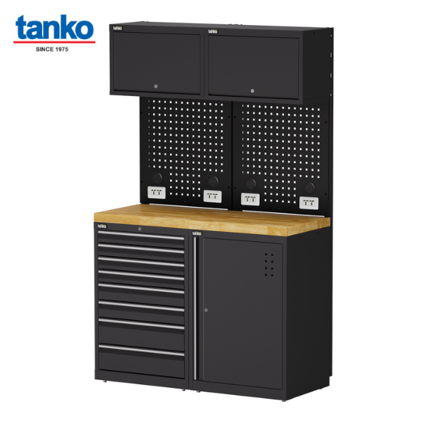 TANKO : เซตตู้เหล็กโมดุลาร์เวิร์คสเตชั่น เคาน์เตอร์ท็อปไม้ (Modular Workstation) รุ่น RY-01WA