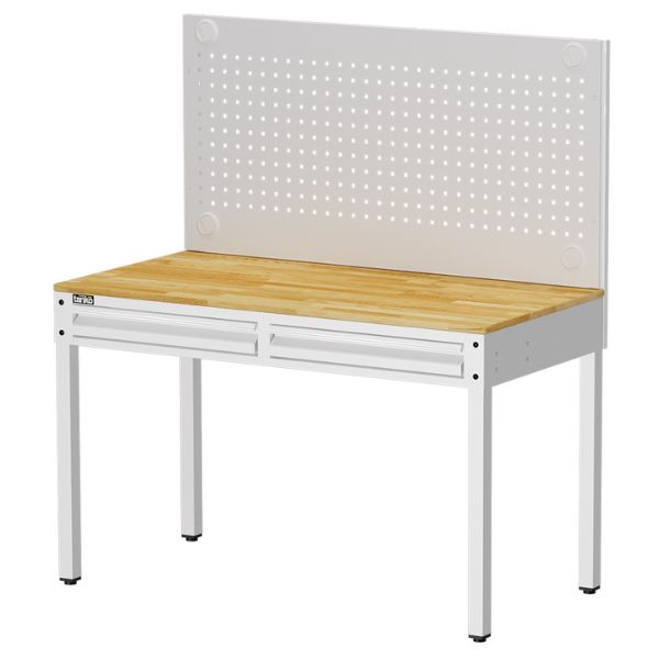 TANKO : โต๊ะทำงานเนกประสงค์ + 2 ลิ้นชัก + แผงแขวนเครื่องมือ รุ่น WET-4102W3_WH [ขนาด 1.2 เมตร สีขาว]