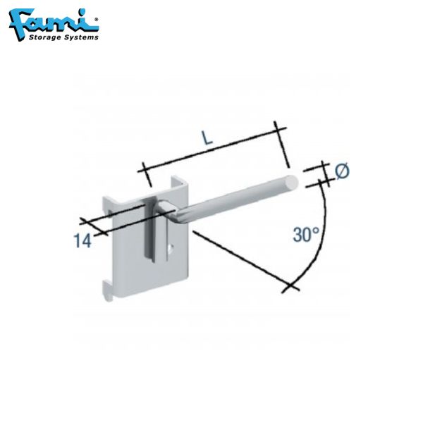 FAMI : ตะขอแขวนเครื่องมือ Universal Angle Single Hook Ø 5 mm (Galvanized) (ใช้กับสินค้าแบรนด์ FAMI) รุ่น CMV10014