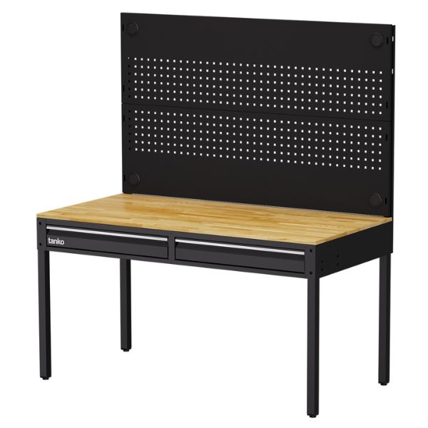 TANKO : โต๊ะทำงานเนกประสงค์ + 2 ลิ้นชัก + แผงแขวนเครื่องมือ รุ่น WET-5102W3_BK [ขนาด 1.5 เมตร สีดำ]
