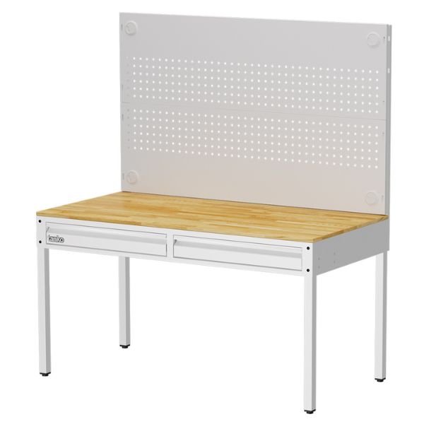 TANKO : โต๊ะทำงานเนกประสงค์ + 2 ลิ้นชัก + แผงแขวนเครื่องมือ รุ่น WET-5102W3_WH [ขนาด 1.5 เมตร สีขาว]