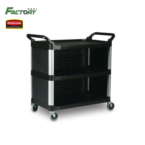 RUBBERMAID : รถเข็น UTILITY CART WITH ENCLOSED END PANELS ON 3 SIDES, BLACK