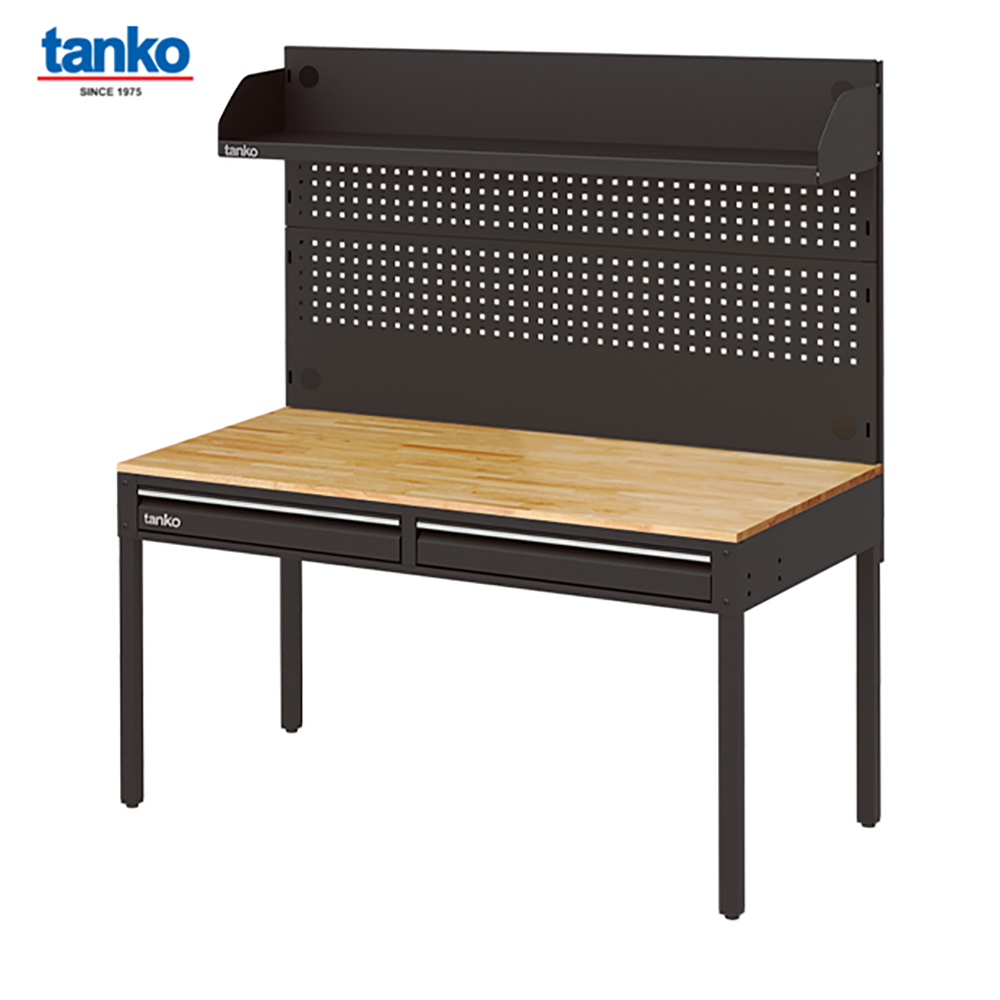 TANKO : โต๊ะทำงานเนกประสงค์ + 2 ลิ้นชัก + แผงแขวนเครื่องมือ + ชั้นวางของ รุ่น WET-4102W4_BK [ขนาด 1.2 เมตร สีดำ]