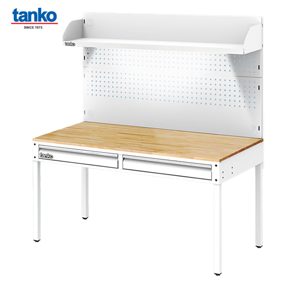 TANKO : โต๊ะทำงานเนกประสงค์ + 2 ลิ้นชัก + แผงแขวนเครื่องมือ + ชั้นวางของพร้อมหลอดไฟ รุ่น WET-4102W5_WH [ขนาด 1.2 เมตร สีขาว]