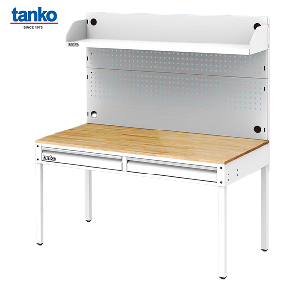 TANKO : โต๊ะทำงานเนกประสงค์ + 2 ลิ้นชัก + แผงแขวนเครื่องมือ + ชั้นวางของ รุ่น WET-4102W4_WH [ขนาด 1.2 เมตร สีขาว]